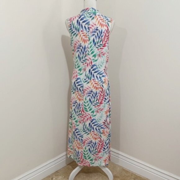 Tommy Bahama Sleeveless Tropical Palm Floral Maxi Dress Summer Resortwear Size M - Picture 4 of 5